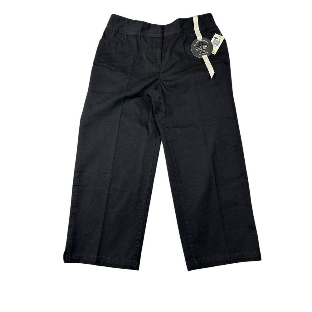 NWT NEW Charter Club Classic Fit Straight Leg Capri Pants Black Women’s Size 4
